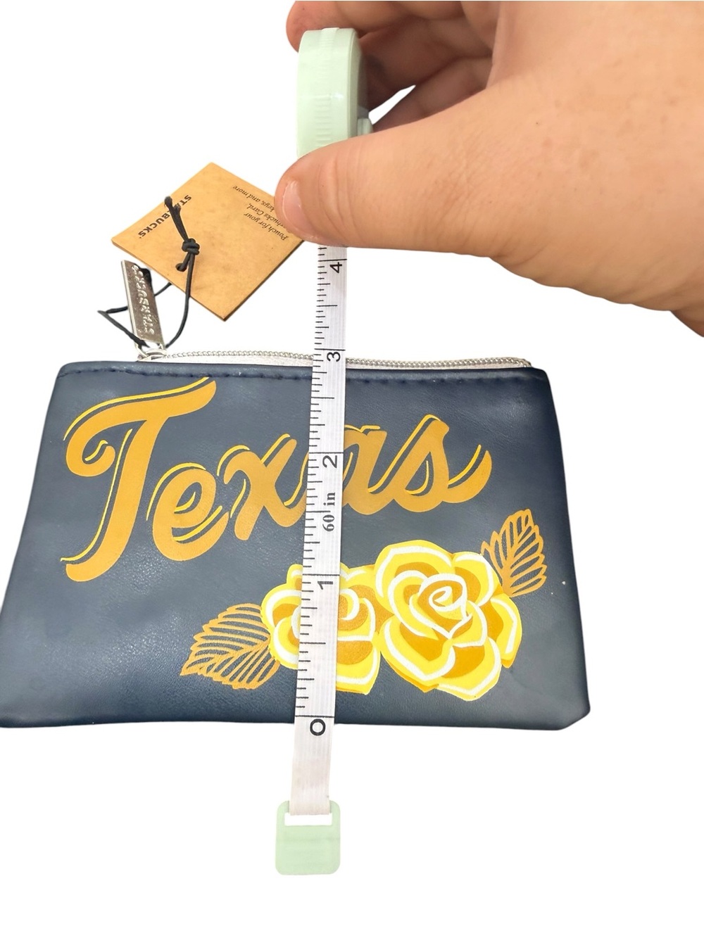 Starbucks Texas Floral Zip Pouch - Navy and Yellow - Picture 3 of 5